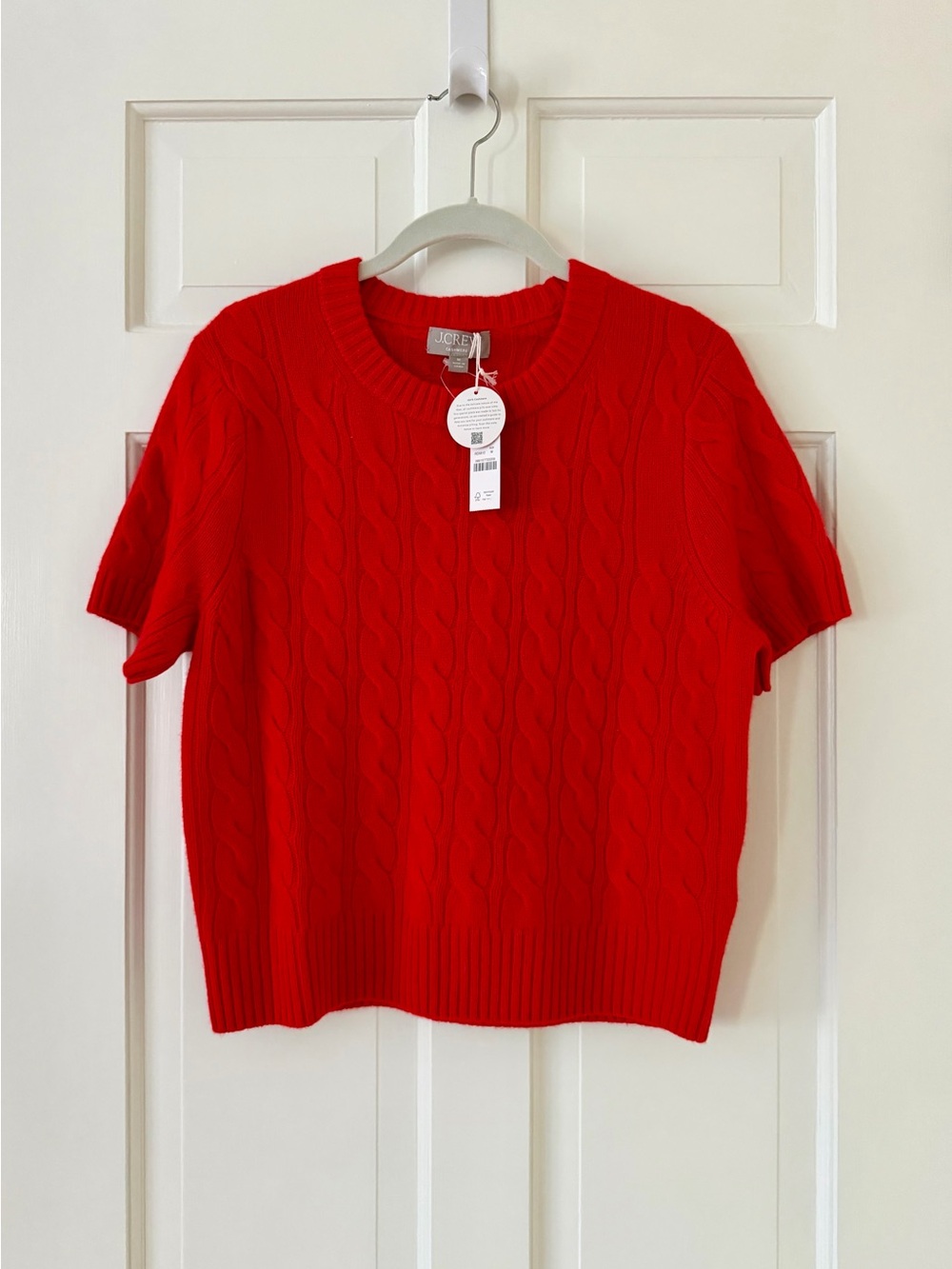 J. Crew 100% Cashmere Short Sleeve Cable Knit Sweater